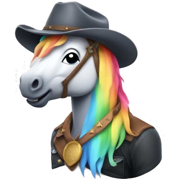 Rainbow unicorn with a cowboy hat emoji