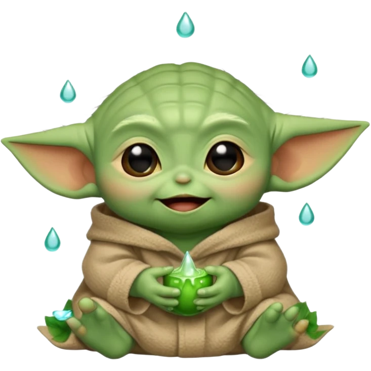 Baby joda felice con le lacrime agli occhi di felicità emoji