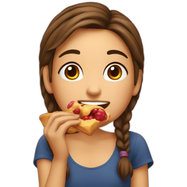 girl eating croasant emoji