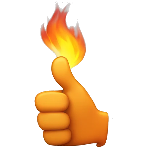 thumbs up with fire emoji