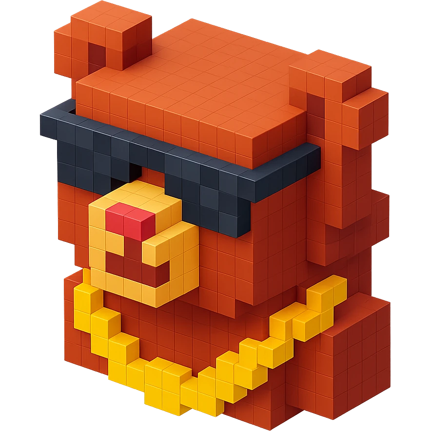 Russian grizzly bear with a rapper chain, wearing sunglasses emoji
