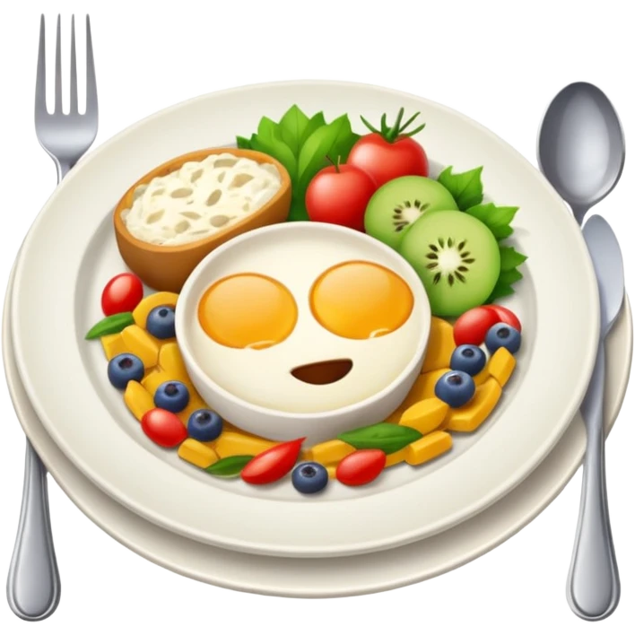 plate of food with cutlery
 emoji