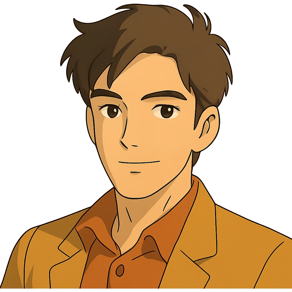 handsome guy, close-up portrait, warm color palette emoji
