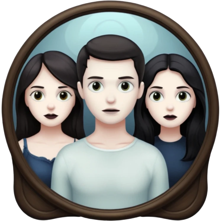 Spooky Man in mirror behind woman emoji
