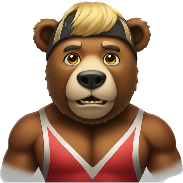 Bear dressed as a wrestler  emoji
