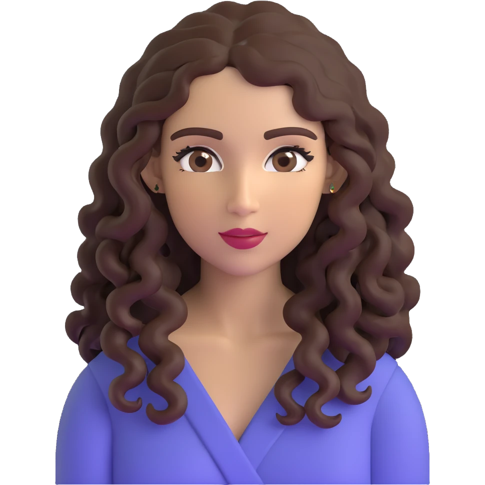 attractive Greek woman with long curly dark brown hair and light skin emoji