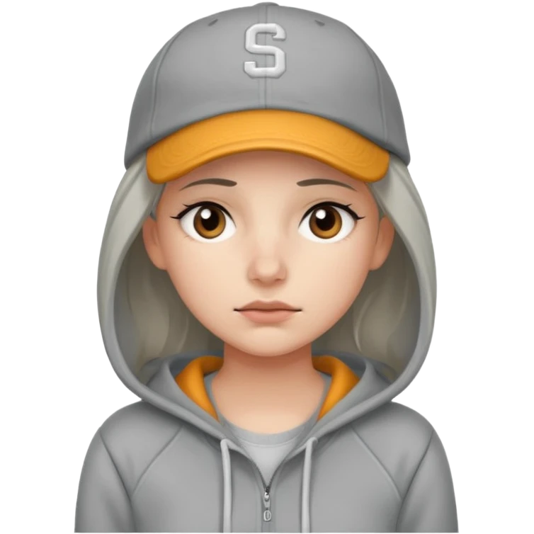Female tech developer going back to work after christmas holidays, looking tired and wearing a hoodie and a baseballcap that says "S V T" emoji