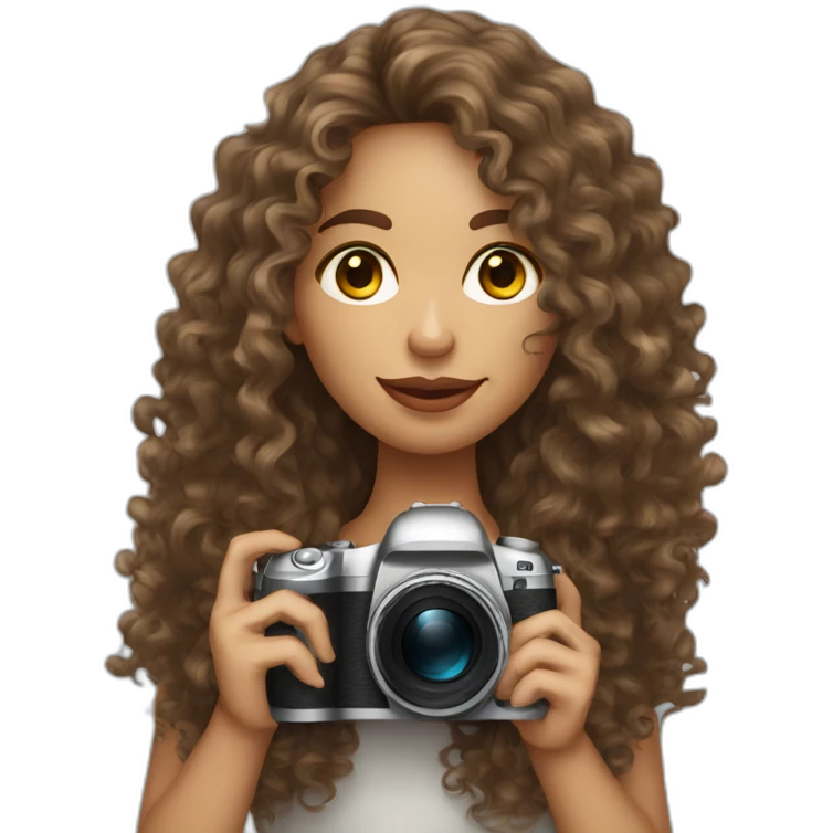 Latin curly hair Female photographer taking a picture light skinned long hair emoji