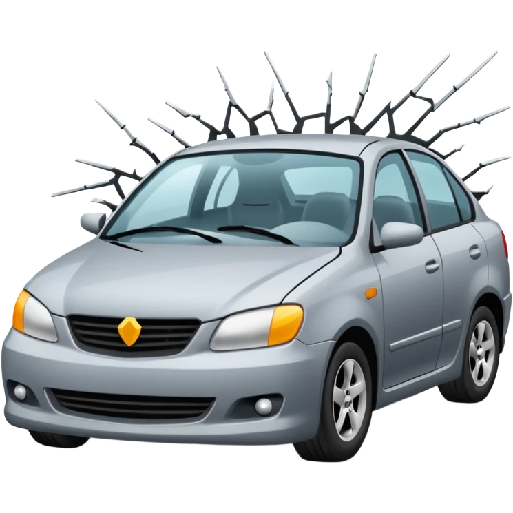 car crashed to a trafic barrier barrier in front of car and car front panel broken emoji