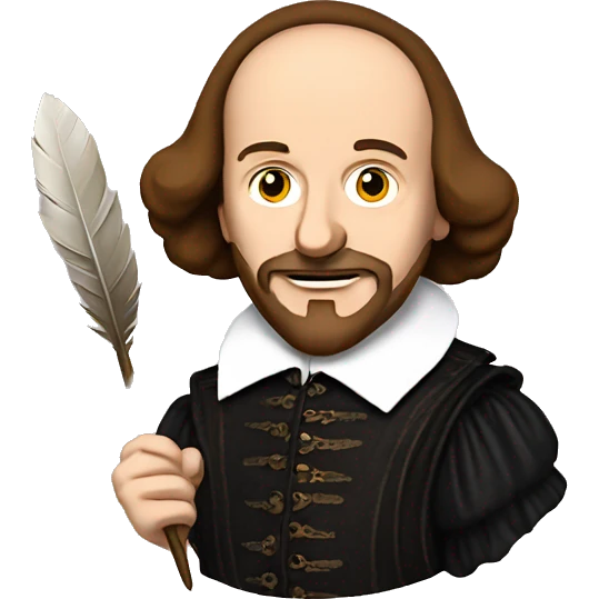 William Shakespeare holds a feather in his hand emoji