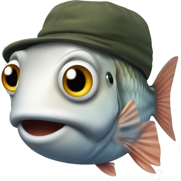 A fish wearing cap emoji