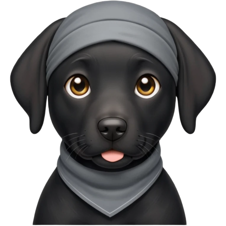 Black Lab dog with Grey bandana emoji