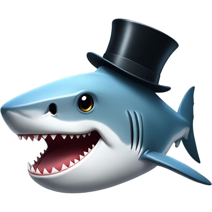 Shark with a top hat emoji