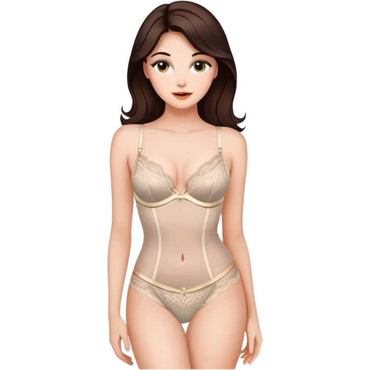Шатенка в роскошном белье позирует  emoji