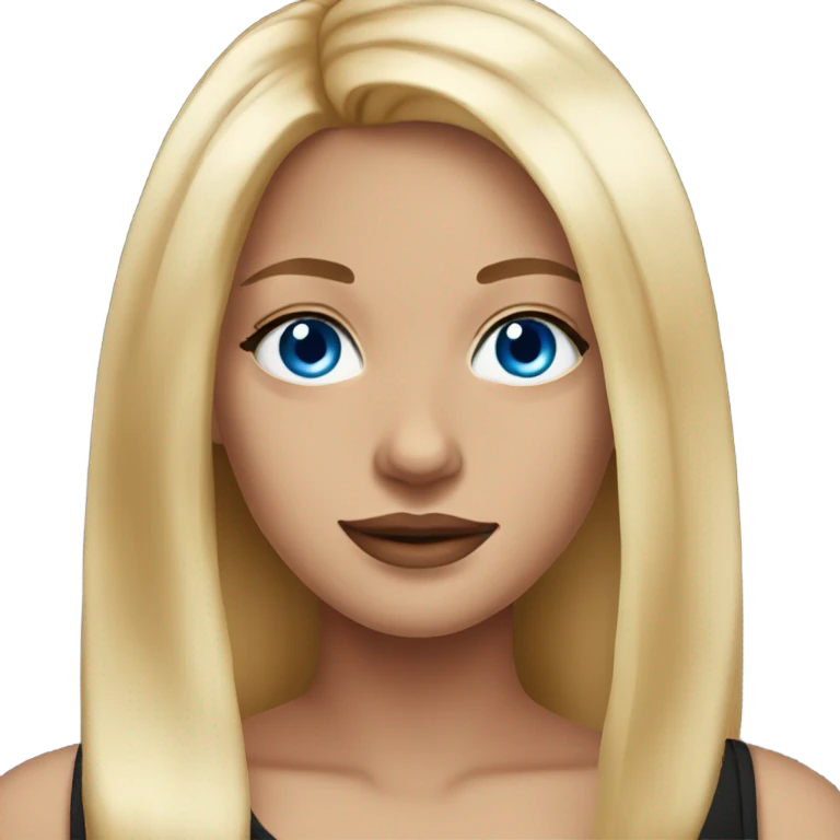 beautiful woman, long straight blonde hair, blue eyes, black tank top  emoji