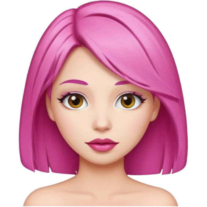 woman Pink lips, deifferent hair. emoji