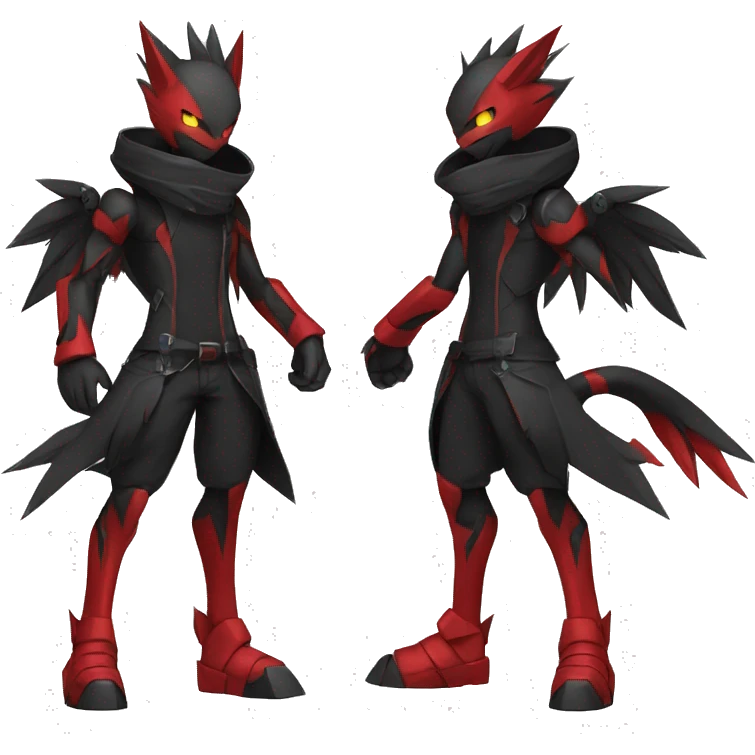  Cool Edgy Black Red Digimon-Fakemon full body emoji