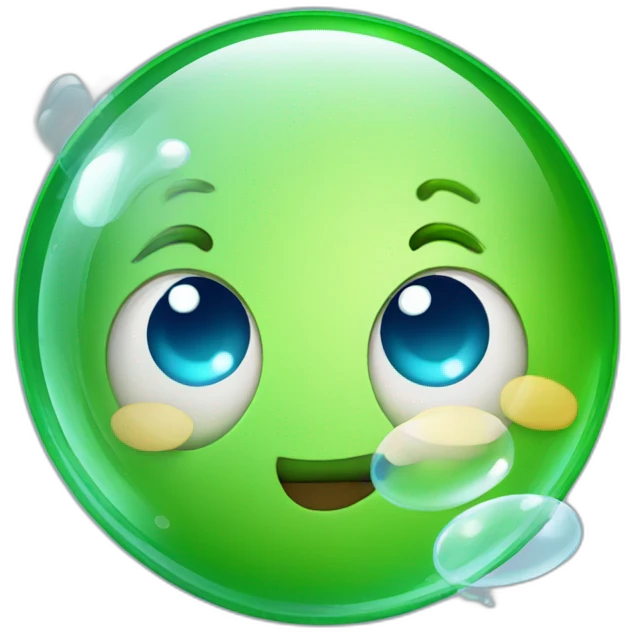 green soap bubble emoticon winks emoji