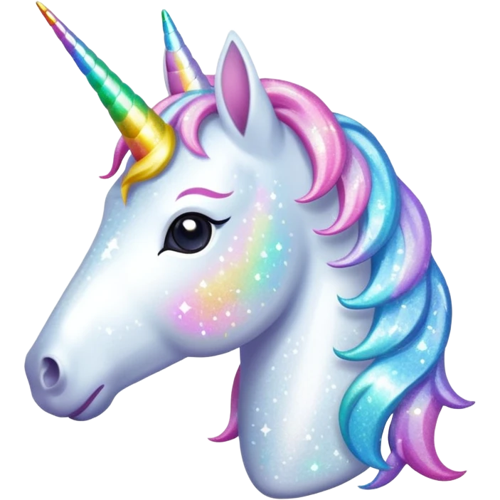 White Glitter Unicorn emoji