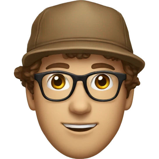 jeremy allen white from the bear with brown hair and glasses and an oregon hat on emoji