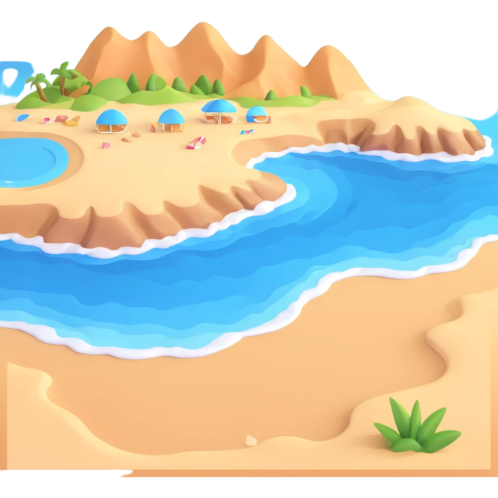 coast with blue water and a sandy shore emoji