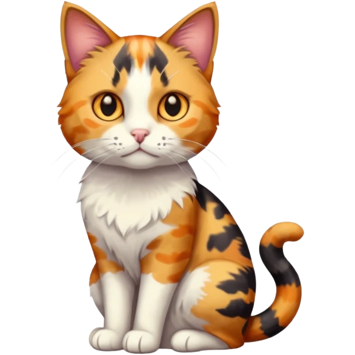 full body anxious looking colourful patchy light calico tabby cat emoji