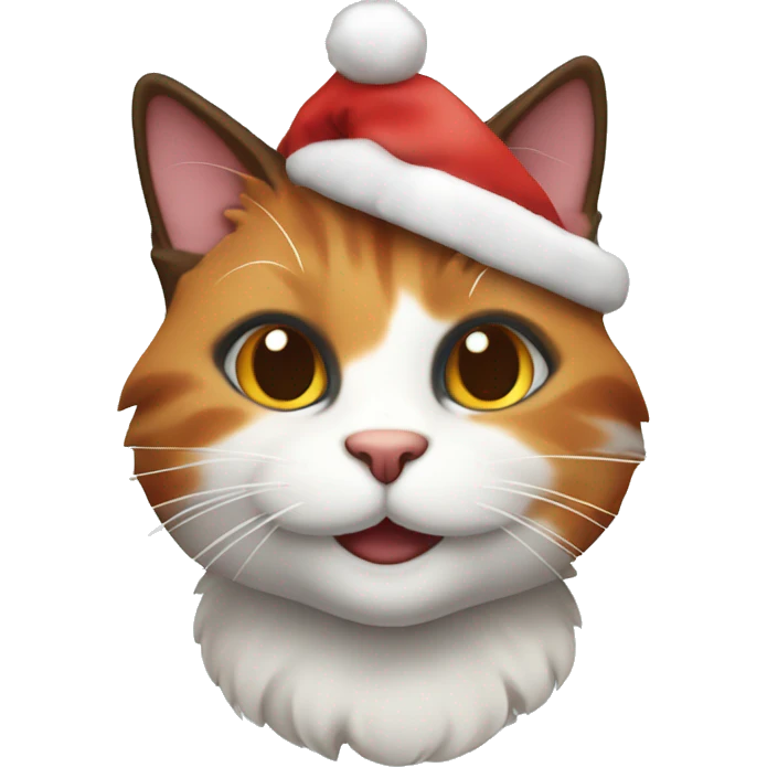 happy calico cat with a christmas hat  emoji