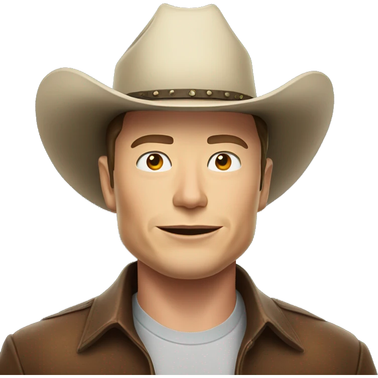 Elon musk with a cowboy hat emoji
