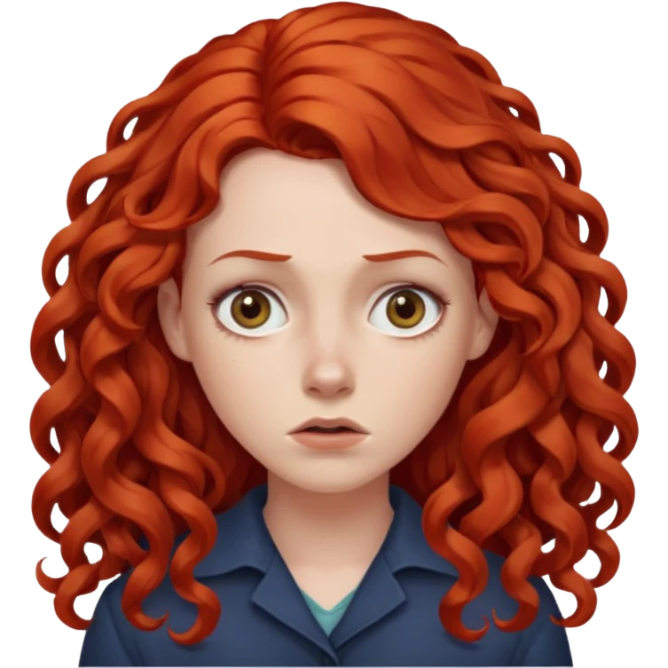 Fear of oublic speaking, white woman, long curly red hair emoji