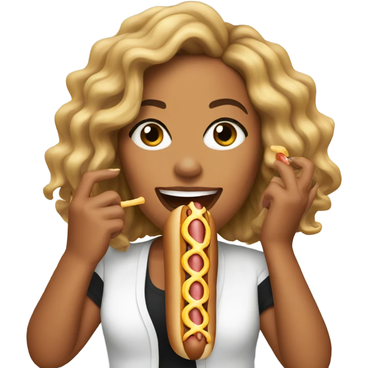 Beyoncé eating a hot dog emoji