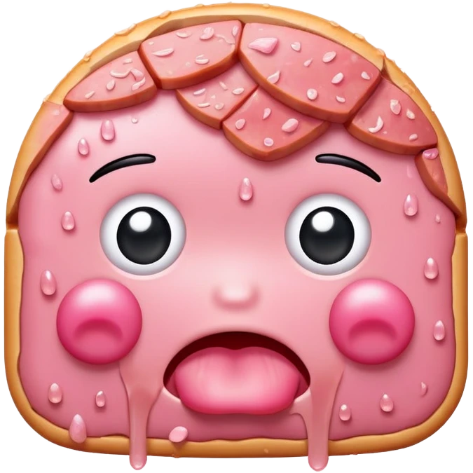 kawaii crying EMOJI made of SPAM MEAT emoji
