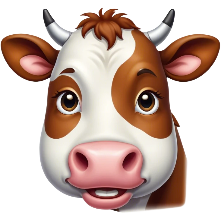 Cinematic Comical Black and White Cow Portrait Emoji, Head tilted dramatically with an exaggeratedly amused expression, featuring a striking, glossy coat of bold black and white, wide, expressive brown eyes filled with playful disbelief, Simplified yet hilariously expressive features, highly detailed, glowing with a slightly sassy glow, high shine, dramatic yet playful, stylized with an air of cheeky mischief, bright and endearing, soft glowing outline, capturing the essence of a spirited and over-the-top cow, so meme-worthy it feels like it could moo its way into internet fame instantly! emoji