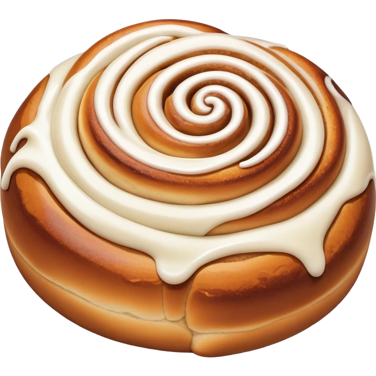 ultra realistic cinnamon bun with extra icing emoji