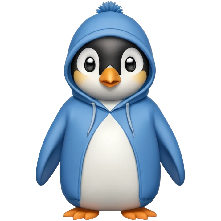 friendly anthropomorphised penguin in a hoodie and jeans standing with arms folded, looking surprised emoji