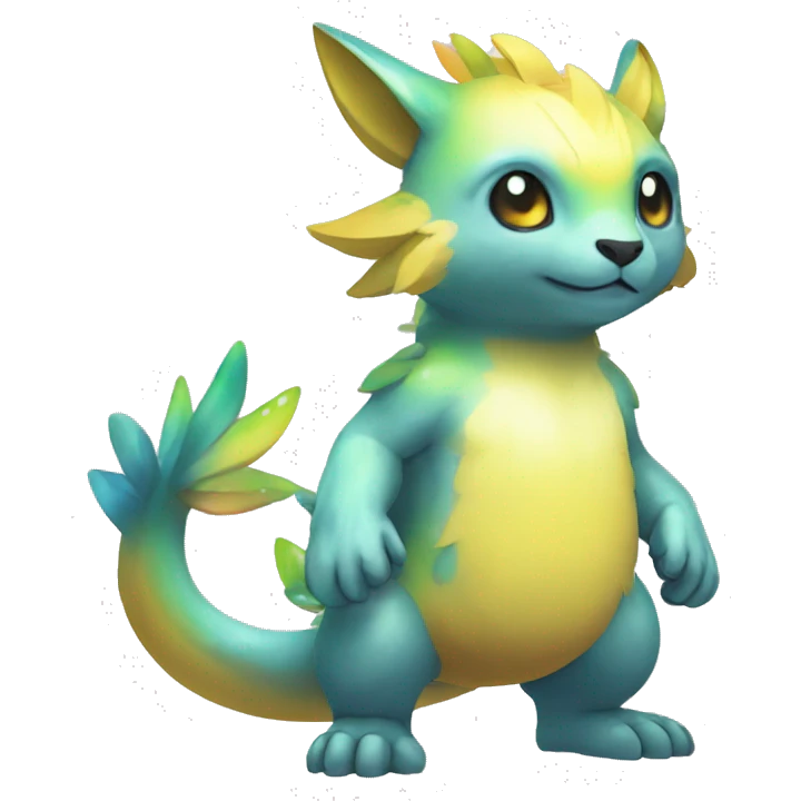 Cute cool shiny colorful fantasy animal hybrid Fakemon full body emoji
