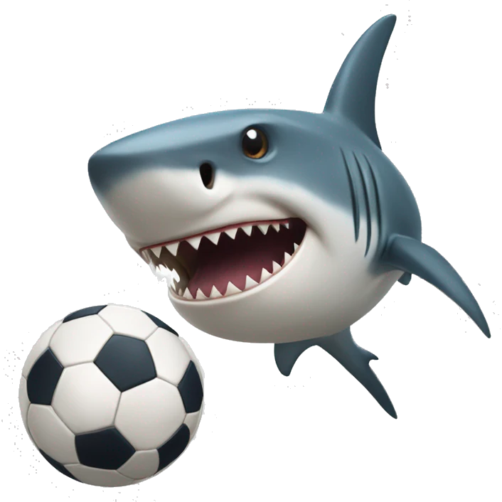 A shark playing soccer emoji