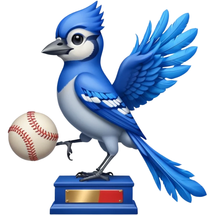 blue jay with blue jay baseball trophy emoji