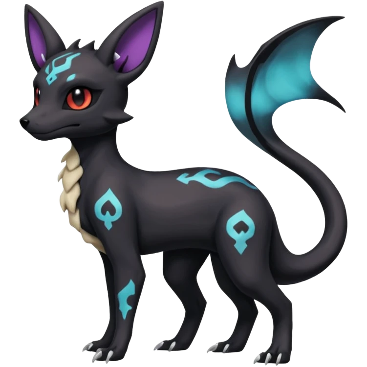 Nebulae Gothic Spooky Umbreon-Salandit-Cubone-Duskull-Noibat-Fakémon-hybrid-creature (full body)  emoji