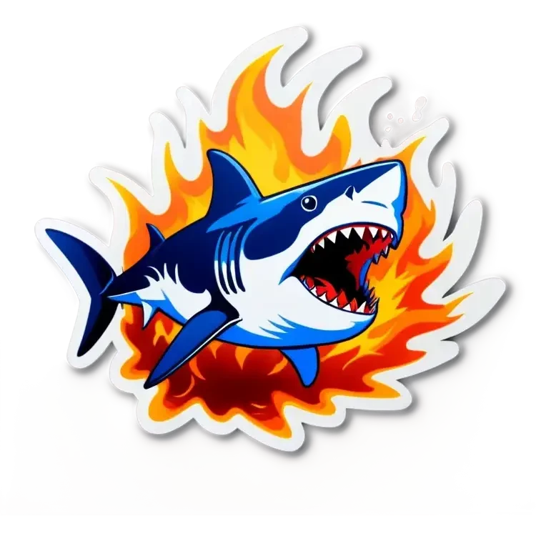 shark exploding on fire emoji