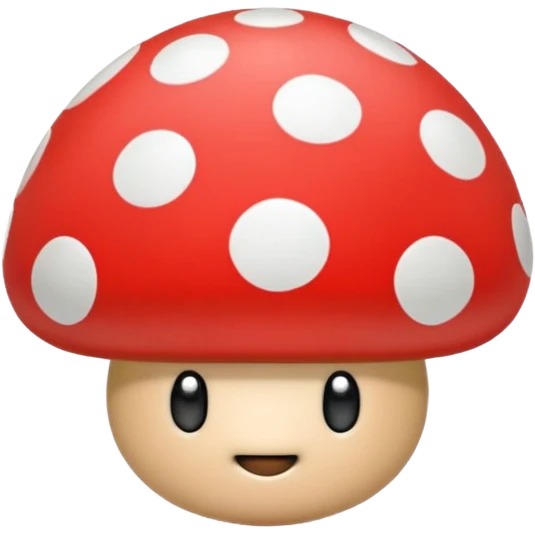 Mario Mushroom with green cap and white spots, rounded and shiny, simple and cute, no text emoji