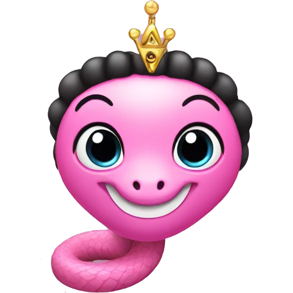 Pink snake with a black tiara emoji
