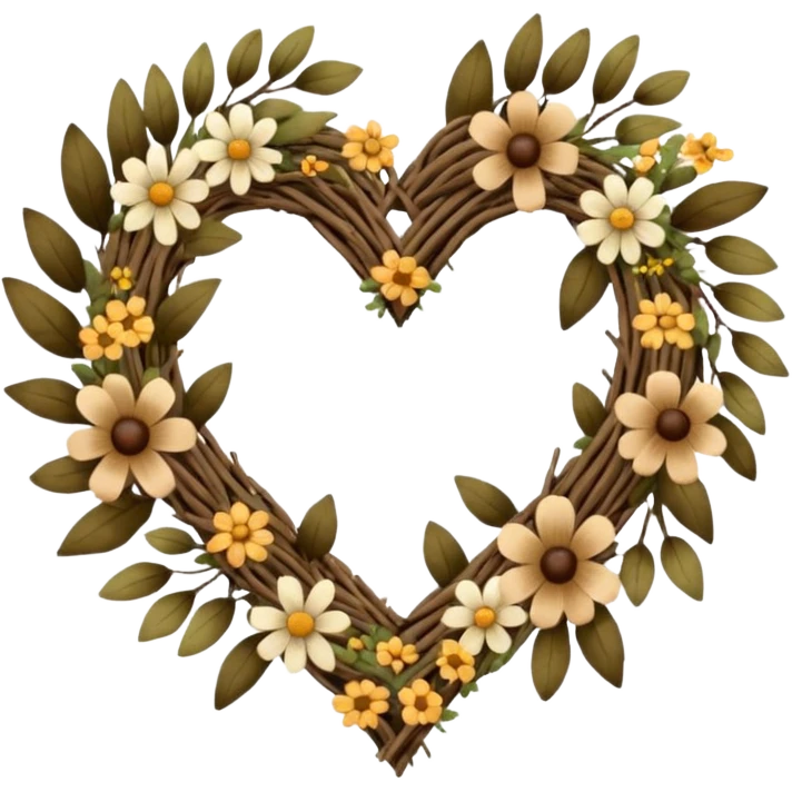 nature wreath heart, boho  emoji