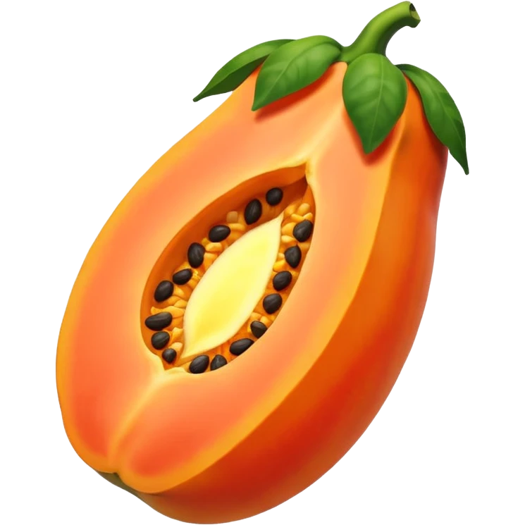I want the shape and the color of the original papaya fruit, however, the fruit itself should be contitued by a flame emoji