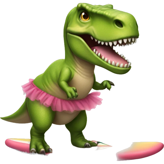 T-Rex wearing a tutu on a surfboard emoji