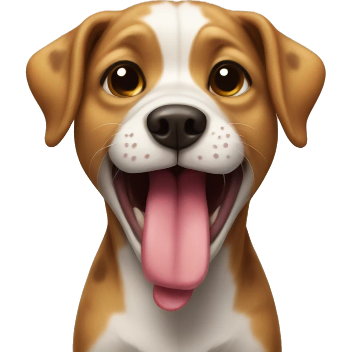 striped dog showing tongue emoji