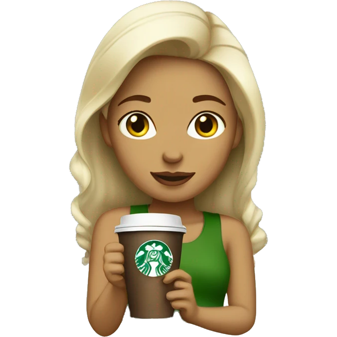 Clean girl drinking starbucks coffee emoji