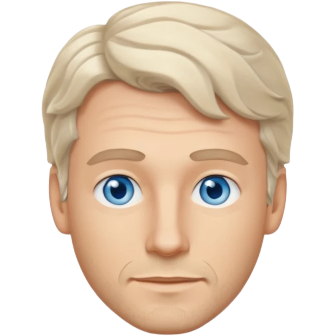 white man, wavy hair mid length, blue eyes, stubble emoji
