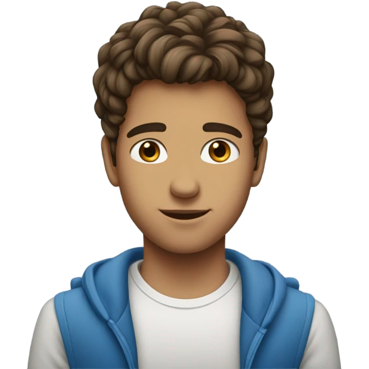 jeune homme cheveux bruns yeux bleus emoji