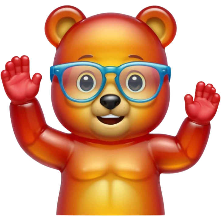 gummy bear with glassess, only head and arm emoji