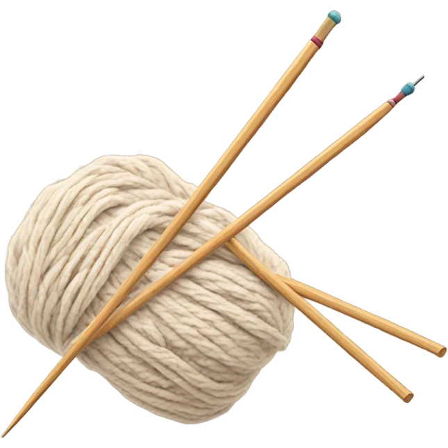 beige skein of yarn and knitting needles emoji